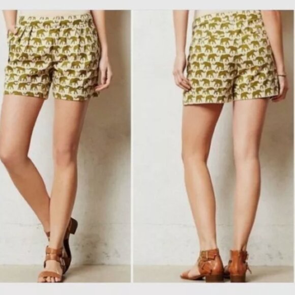 Cartonnier Pants - Anthropologie Cartonnier Finchley Elephant Print Shorts
